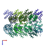PDB entry 6ncv coloured by chain, top view.