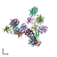 PDB entry 6ndg coloured by chain, front view.