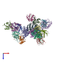 PDB entry 6ndg coloured by chain, top view.