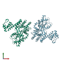 PDB entry 6ndj coloured by chain, front view.