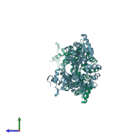 PDB entry 6ndj coloured by chain, side view.