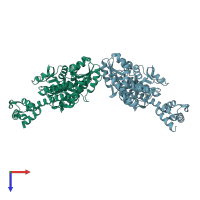 PDB entry 6ndj coloured by chain, top view.