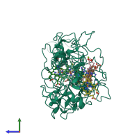 PDB entry 6nef coloured by chain, side view.