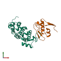 PDB entry 6nep coloured by chain, front view.