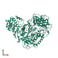 PDB entry 6nff coloured by chain, front view.