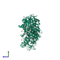 PDB entry 6nff coloured by chain, side view.