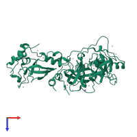 PDB entry 6nfx coloured by chain, top view.