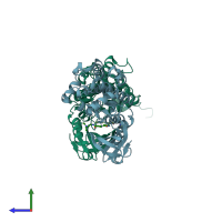 PDB entry 6ng0 coloured by chain, side view.