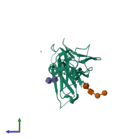 PDB entry 6ng3 coloured by chain, side view.