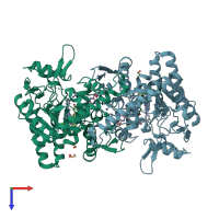 PDB entry 6ng4 coloured by chain, top view.