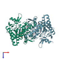 PDB entry 6ngt coloured by chain, top view.