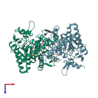 PDB entry 6nhd coloured by chain, top view.