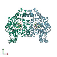 PDB entry 6nhe coloured by chain, front view.