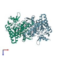 PDB entry 6nhe coloured by chain, top view.