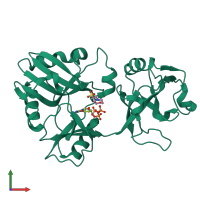 PDB entry 6nhx coloured by chain, front view.