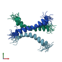 PDB entry 6nhy coloured by chain, ensemble of 15 models, front view.