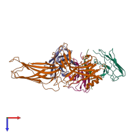 PDB entry 6ni2 coloured by chain, top view.