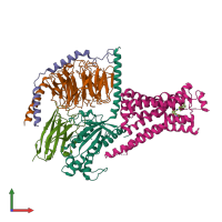 PDB entry 6ni3 coloured by chain, front view.