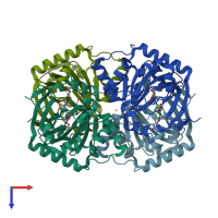 PDB entry 6nie coloured by chain, top view.