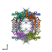 PDB entry 6nil coloured by chain, side view.