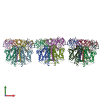 PDB entry 6nin coloured by chain, front view.