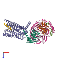 PDB entry 6niy coloured by chain, top view.
