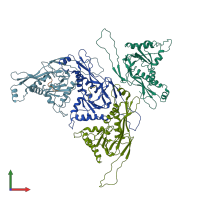 PDB entry 6nj8 coloured by chain, front view.