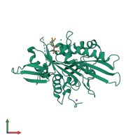 PDB entry 6nje coloured by chain, front view.