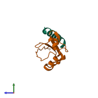 PDB entry 6njg coloured by chain, side view.