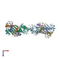 PDB entry 6njq coloured by chain, top view.
