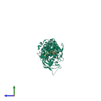 PDB entry 6njs coloured by chain, side view.