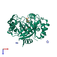 PDB entry 6nke coloured by chain, top view.