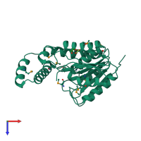 PDB entry 6nkg coloured by chain, top view.