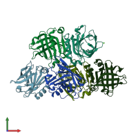 PDB entry 6nkq coloured by chain, front view.