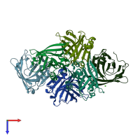 PDB entry 6nkq coloured by chain, top view.
