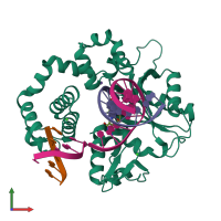 PDB entry 6nks coloured by chain, front view.