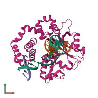 PDB entry 6nkw coloured by chain, front view.