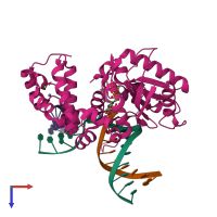 PDB entry 6nky coloured by chain, top view.
