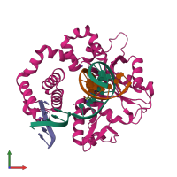PDB entry 6nkz coloured by chain, front view.