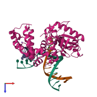 PDB entry 6nkz coloured by chain, top view.