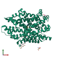 PDB entry 6nle coloured by chain, front view.