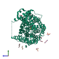 PDB entry 6nle coloured by chain, side view.