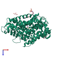 PDB entry 6nle coloured by chain, top view.