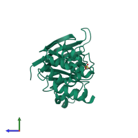 PDB entry 6nlo coloured by chain, side view.