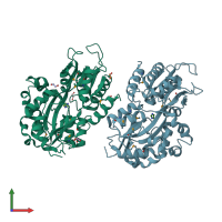PDB 6nlp coloured by chain and viewed from the front.