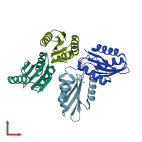 PDB entry 6nlq coloured by chain, front view.