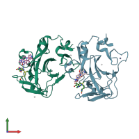 PDB entry 6nm4 coloured by chain, front view.