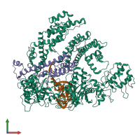 PDB entry 6nmd coloured by chain, front view.