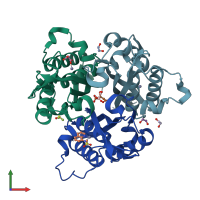 PDB entry 6nmo coloured by chain, front view.