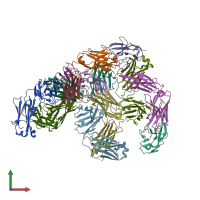 PDB entry 6nmr coloured by chain, front view.